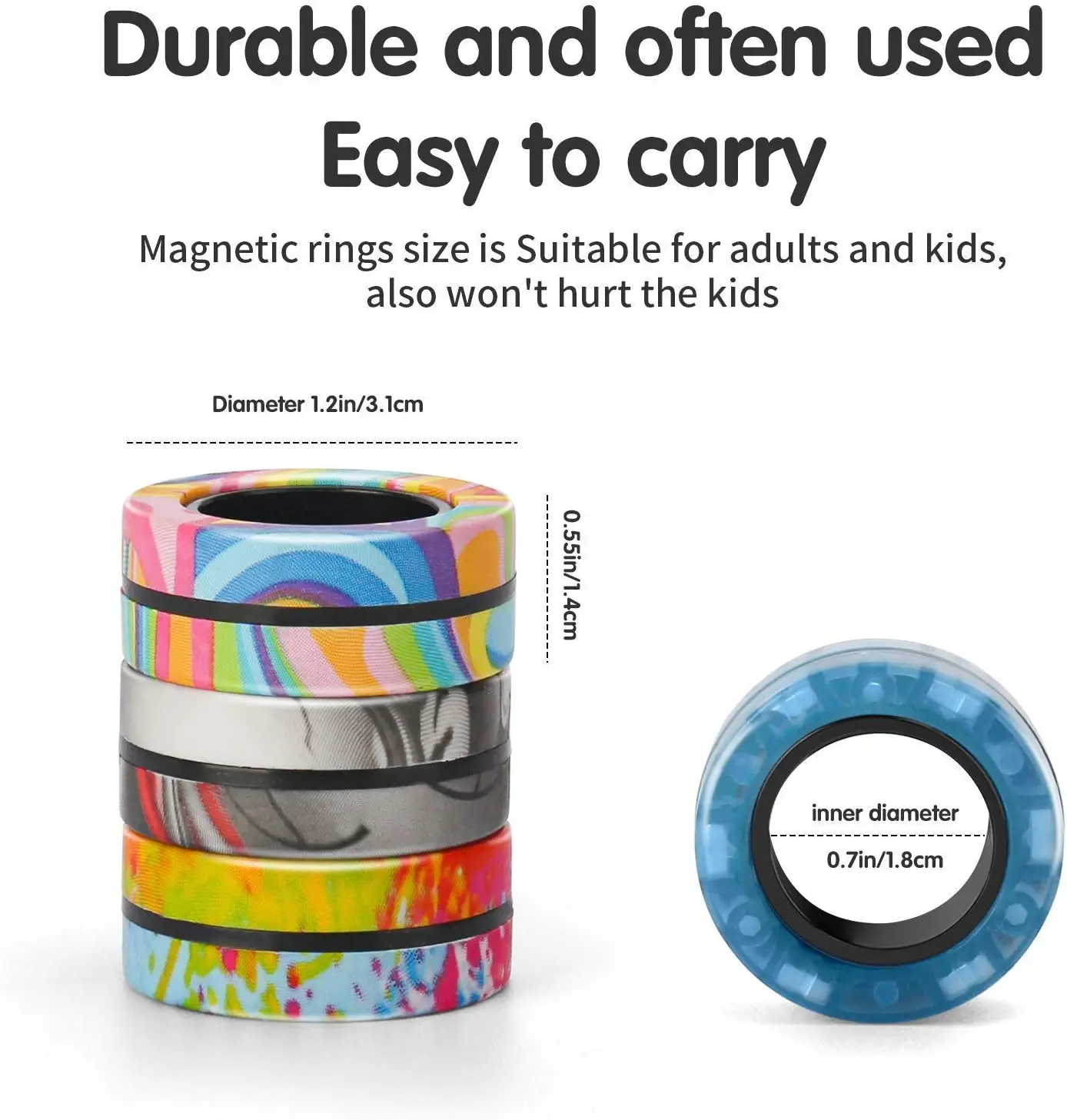 Magnetic Fidget Rings Set 3Pcs Stress Relief Spinner - Image 9