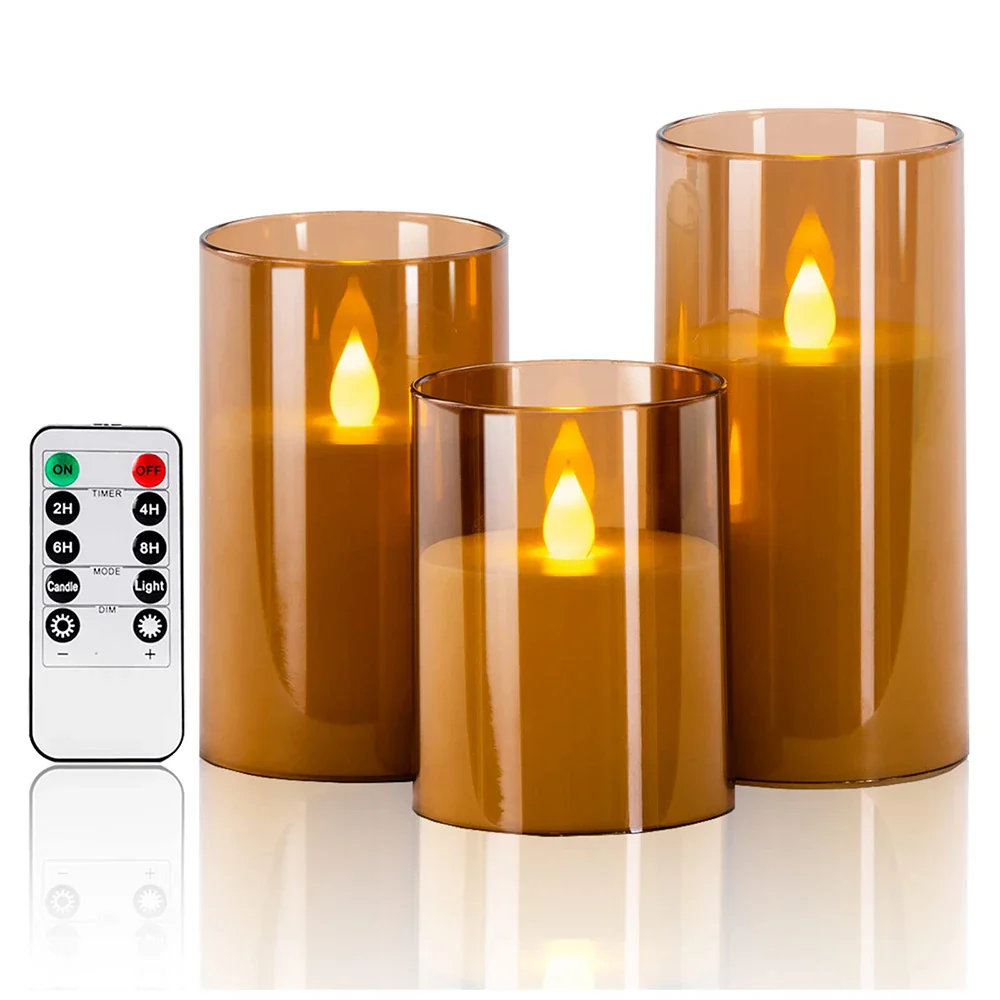 3Pcs/Set LED Flameless Candles with Remote Control - Flickering Light for Weddings & Home Decor - Image 7