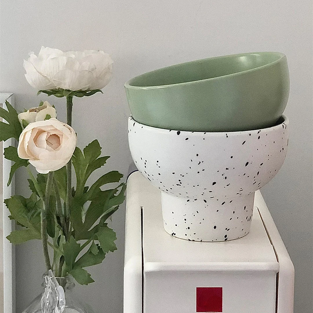 Ceramic Bowl 4 Inch Speckled White Retro Microwave Safe - Image 13