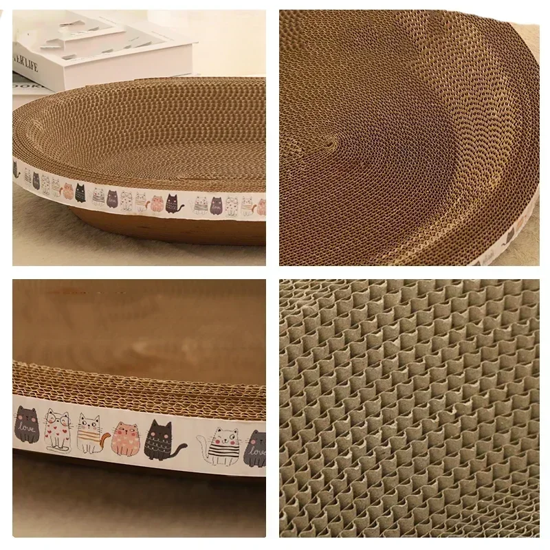 43cm Corrugated Cat Scratcher - Round Oval Grinding Toy, Wear-Resistant Bed Nest for Cats - Image 4