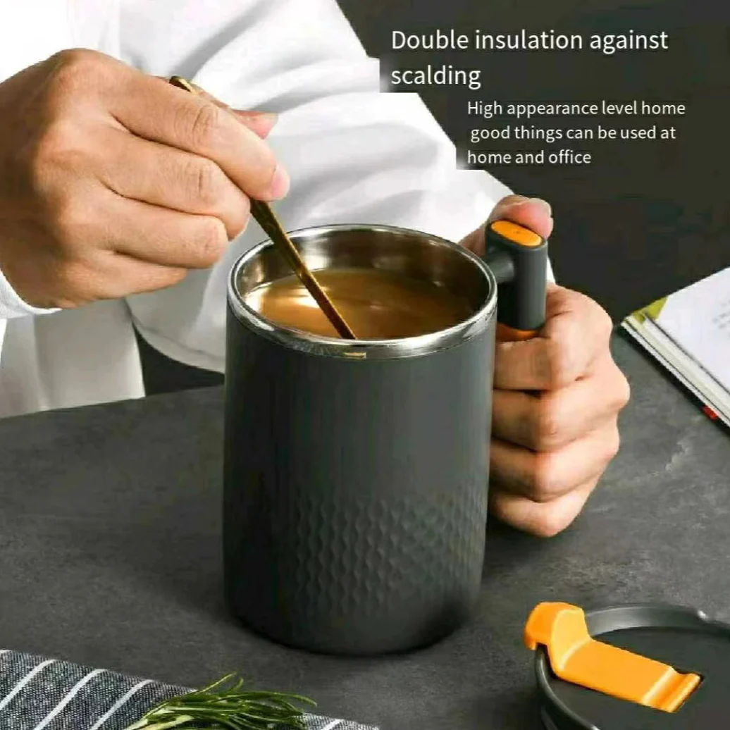 450ml Portable Stainless Steel Coffee Mug with Handle and Cover Leak-proof Design for Hot or Cold Drinks - Image 3