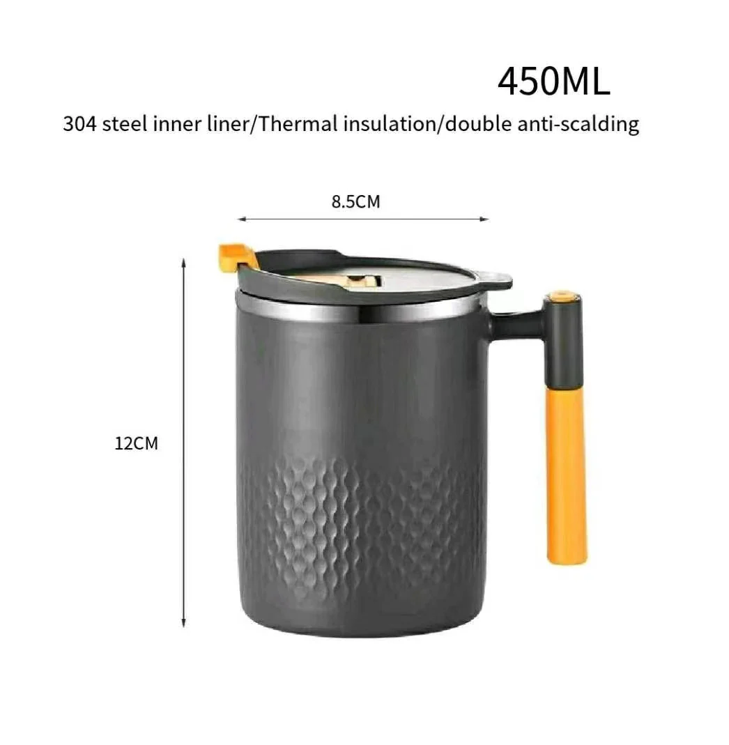 450ml Portable Stainless Steel Coffee Mug with Handle and Cover Leak-proof Design for Hot or Cold Drinks - Image 6