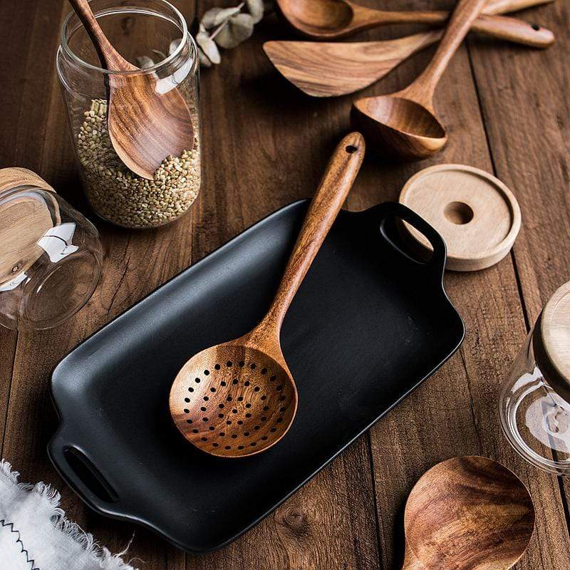 4pcs Teak Wooden Utensil Set – Premium Non-Scratch Kitchen Tools, Handcrafted Teak for Long-Lasting Durability - Image 4