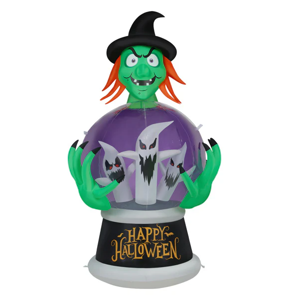 Witch Inflatable 5.9ft Crystal Ball Halloween Decor 2025 - Image 2