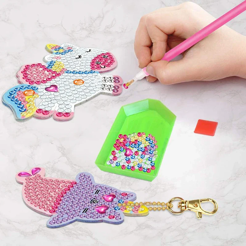 5D Diamond Painting Kit - DIY Unicorn & Mermaid Keychains for Kids, Perfect Arts & Crafts Gift for Ages 8-12, Easter Basket Stuffers - Image 4