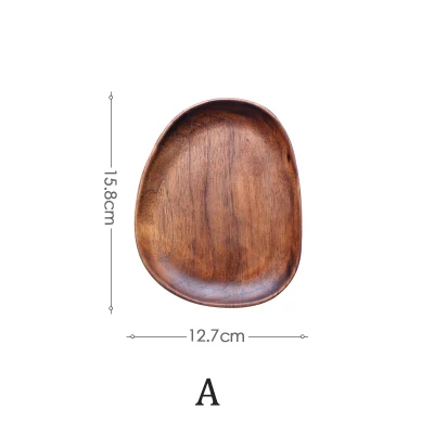 5Pcs Wooden Storage Tray - Acacia Wood Irregular Oval Tableware, Solid Food Container - Image 7