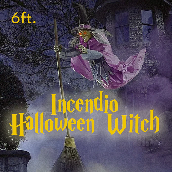 6-Foot Flying Witch Halloween Yard Decoration – Scary Outdoor Prop with Floating Effect, Easy Setup - Image 2
