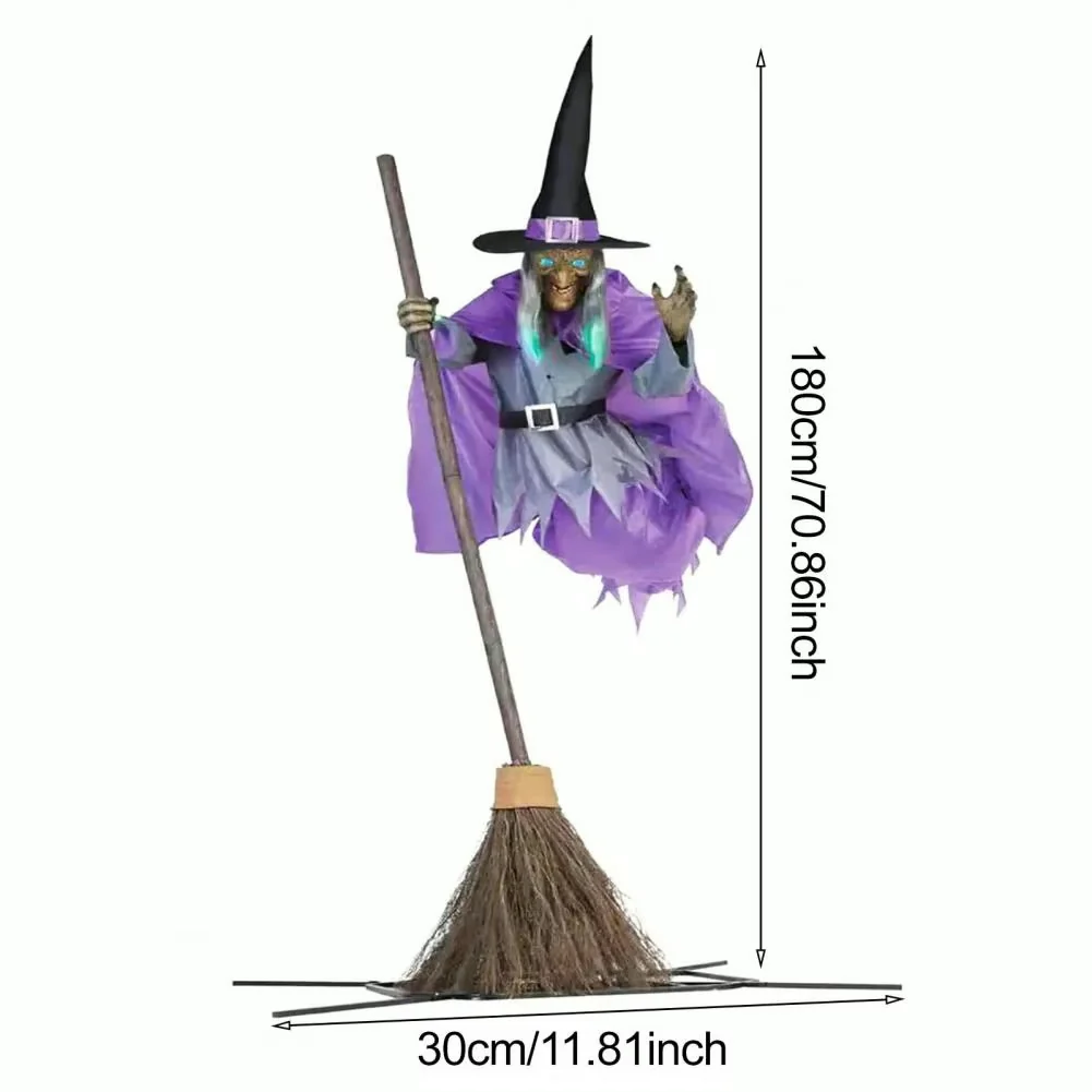 6-Foot Flying Witch Halloween Yard Decoration – Scary Outdoor Prop with Floating Effect, Easy Setup - Image 6