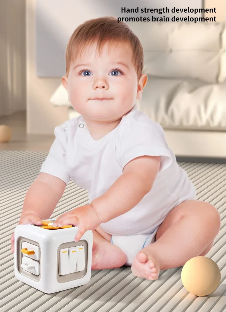 Montessori 6-in-1 Sensory Cube Toy - Educational Busy Board for Babies, Fidget Skills Development, 3.5-inch Activity Cube for Boys and Girls - Image 6