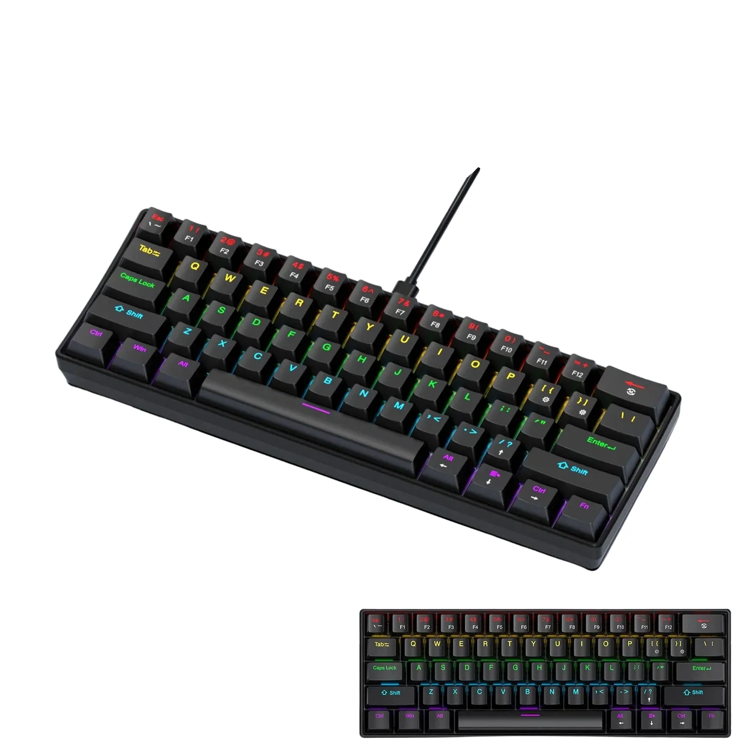 60 Percent Mechanical Mini Keyboard Wired RGB Portable - Image 21