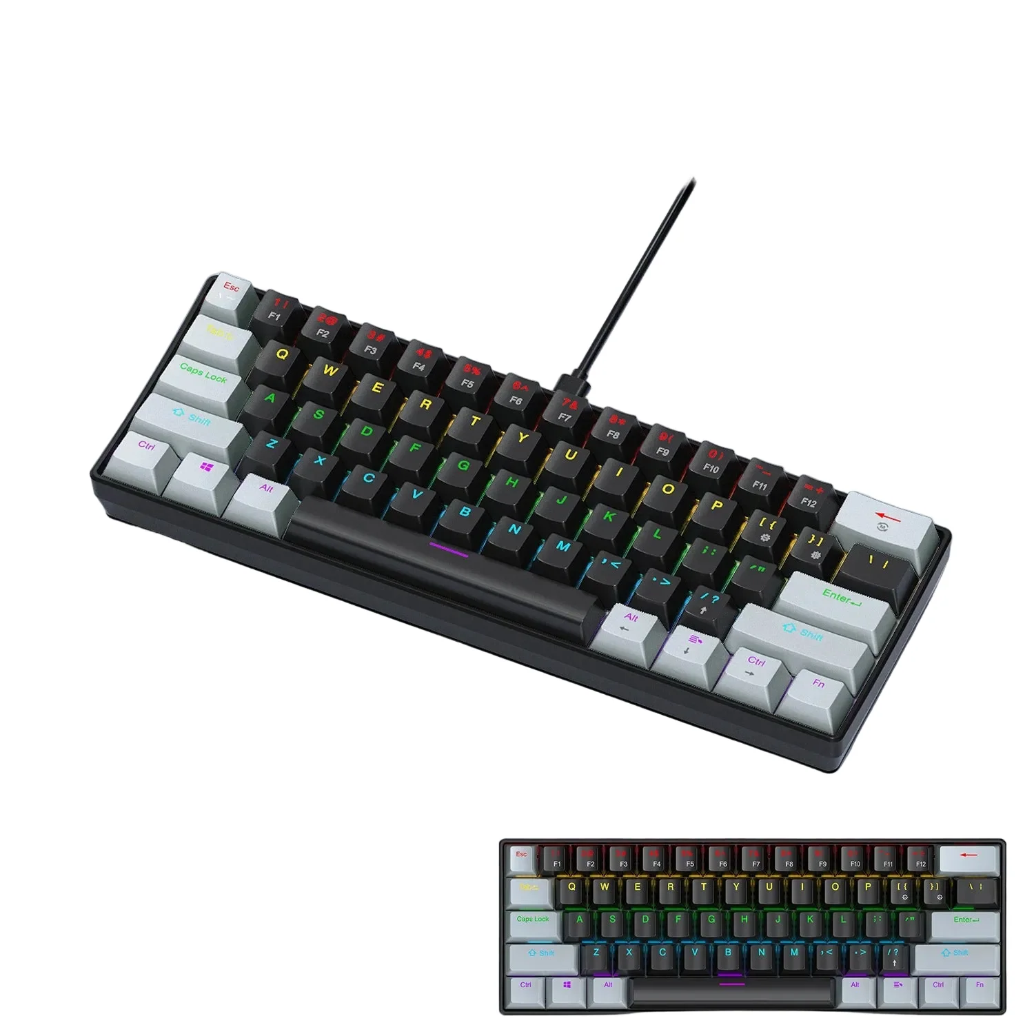 60 Percent Mechanical Mini Keyboard Wired RGB Portable - Image 22