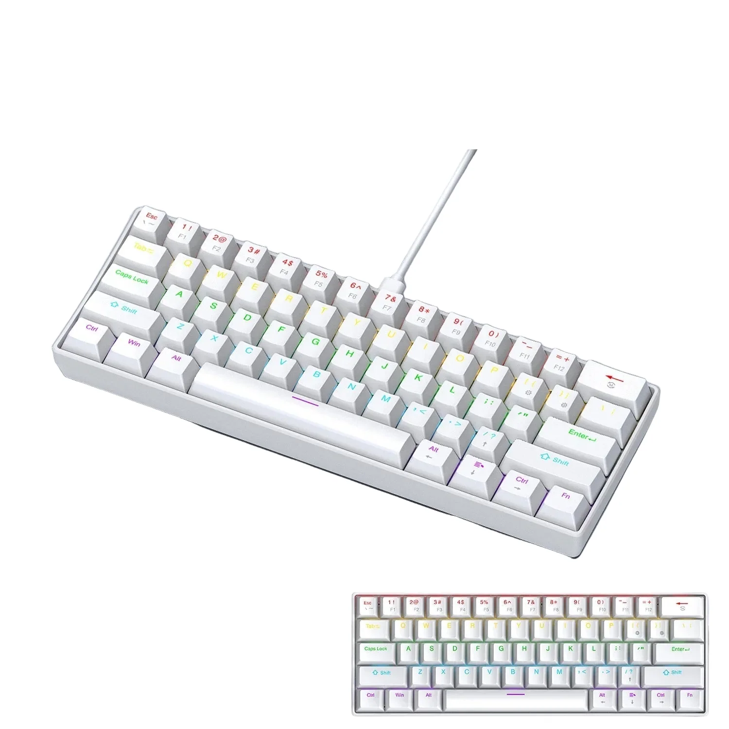 60 Percent Mechanical Mini Keyboard Wired RGB Portable - Image 23