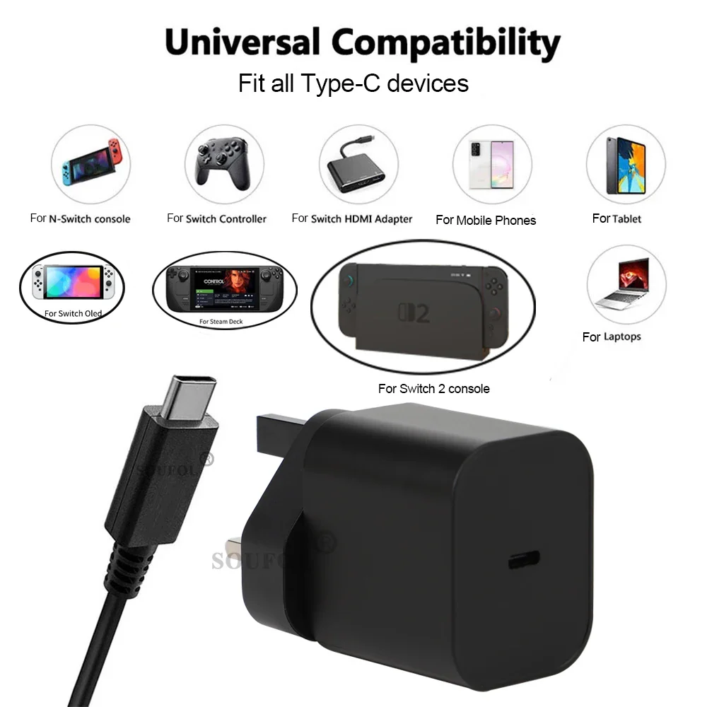 60W USB C Fast Charger Cube With EU US UK Plugs For Switch2 - Image 11