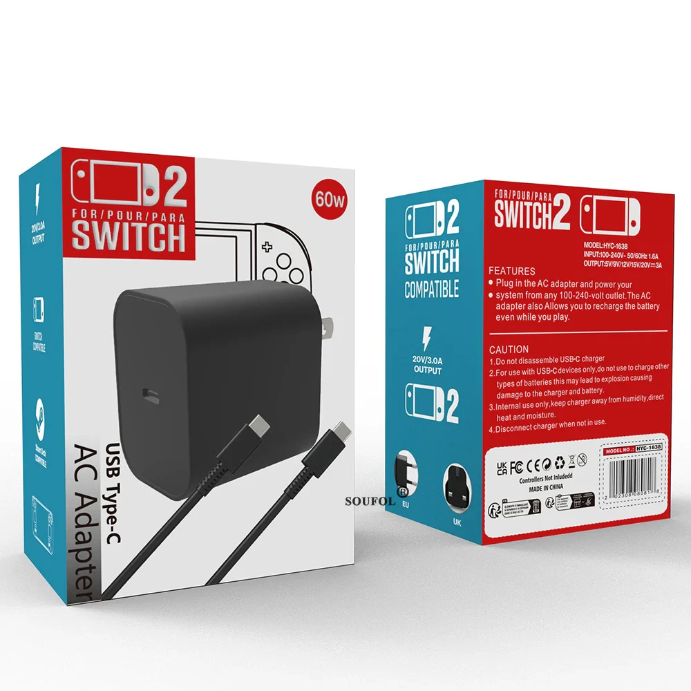 60W USB C Fast Charger Cube With EU US UK Plugs For Switch2 - Image 18
