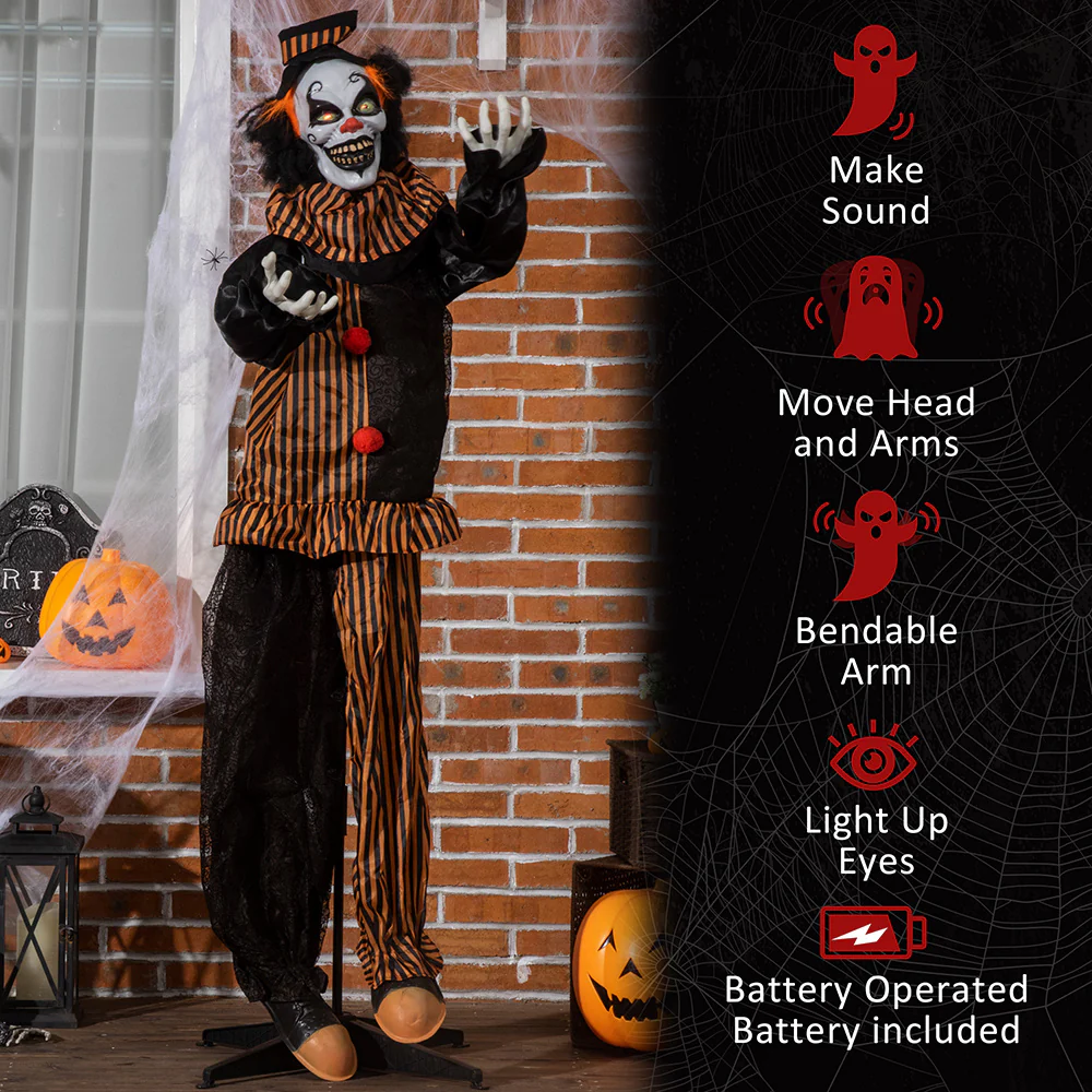 67 Inch Life Size Talking Clown Animatronic Halloween - Image 10