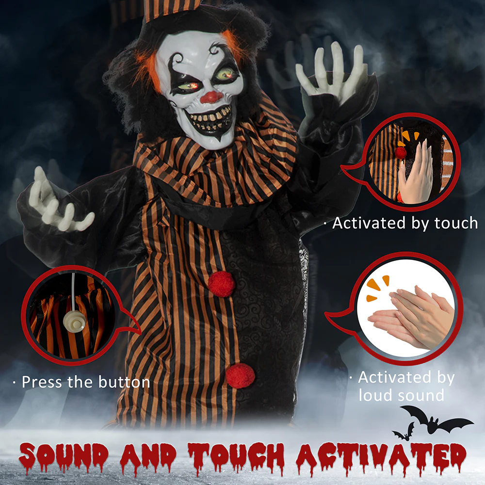 67 Inch Life Size Talking Clown Animatronic Halloween - Image 4