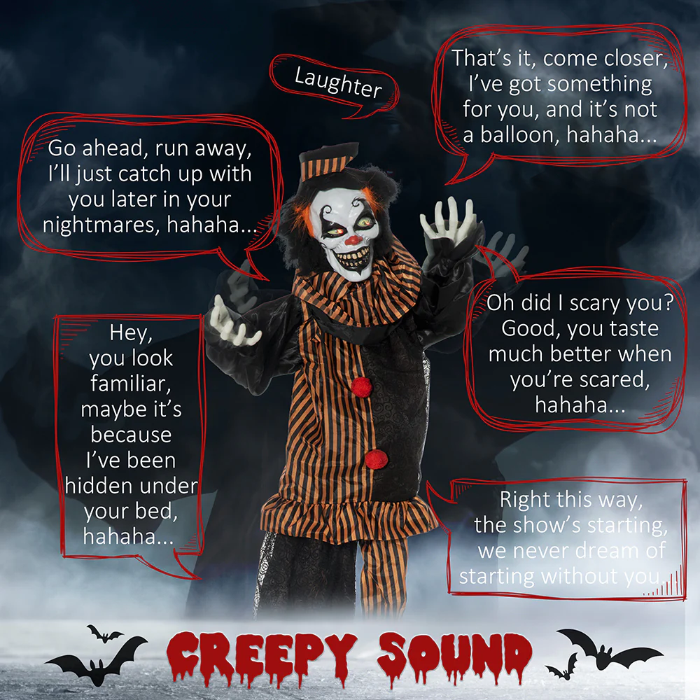 67 Inch Life Size Talking Clown Animatronic Halloween - Image 7