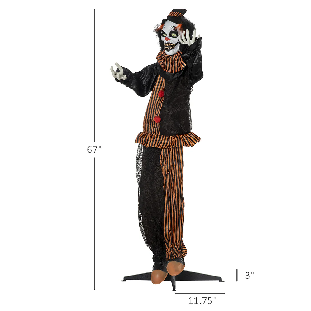 67 Inch Life Size Talking Clown Animatronic Halloween - Image 9