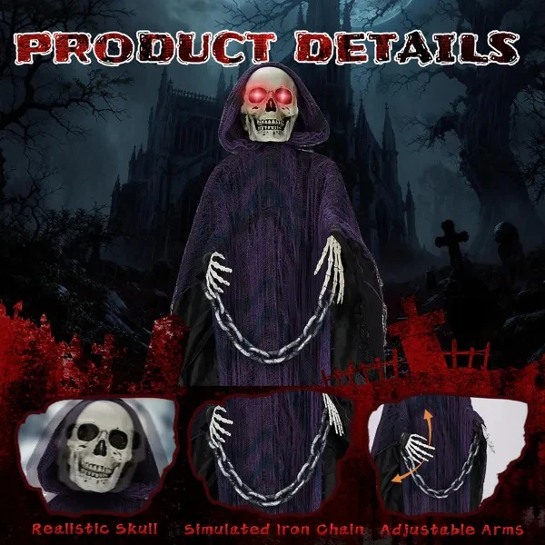 Grim Reaper Animatronic 6ft Sound Activated Halloween - Image 5