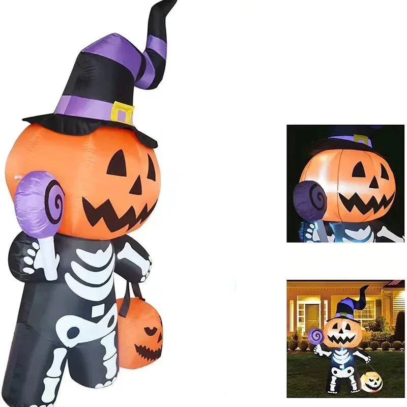 Halloween Inflatable 6ft Pumpkin Skull Yard Decor 2025 - Image 8