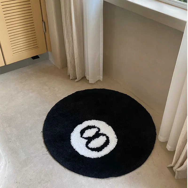 8 Ball Rug Round Tufted Halloween Floor Mat Fall 2025 Indoor Accent Soft Acrylic Entryway Rug - Image 5