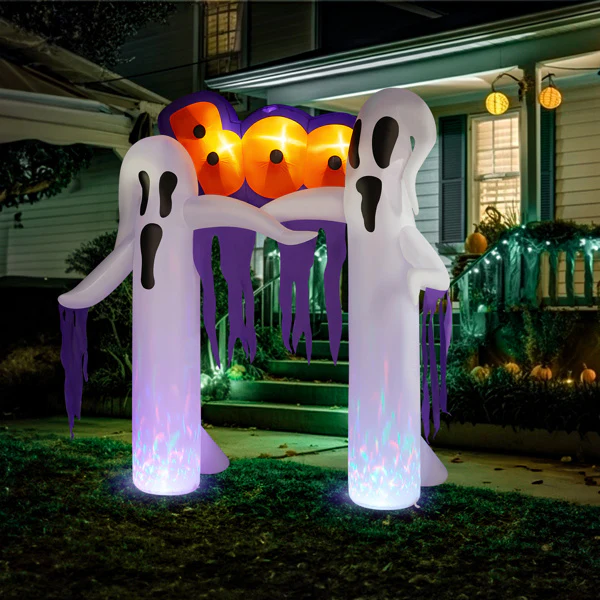 9.8ft White Ghost Arch Inflatable Halloween Yard Decor - Image 2