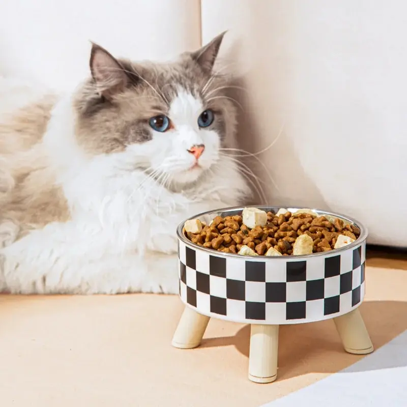 A Cat Bowl For Cats And Dogs - Tall Polka-Dot Stainless Steel Bowl, Anti-Overturn Design, Perfect for Drinking Water and Food - Image 2