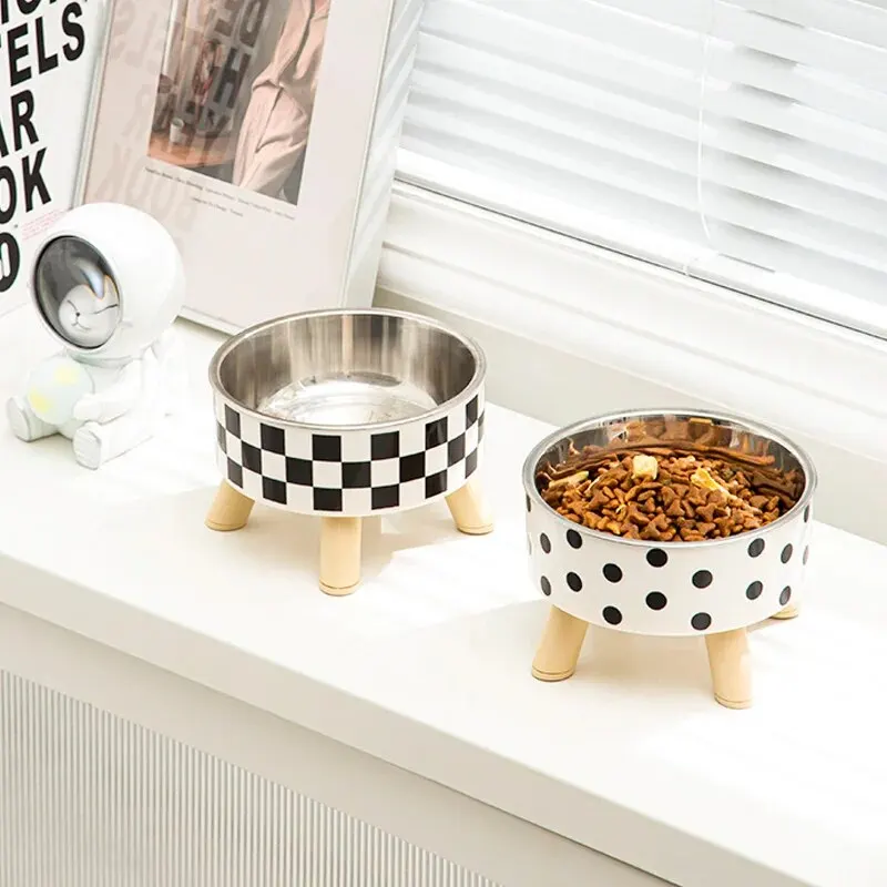 A Cat Bowl For Cats And Dogs - Tall Polka-Dot Stainless Steel Bowl, Anti-Overturn Design, Perfect for Drinking Water and Food - Image 3