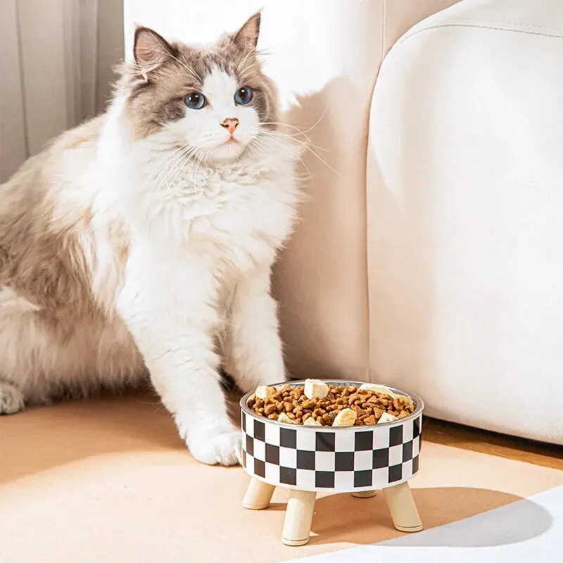 A Cat Bowl For Cats And Dogs - Tall Polka-Dot Stainless Steel Bowl, Anti-Overturn Design, Perfect for Drinking Water and Food - Image 5