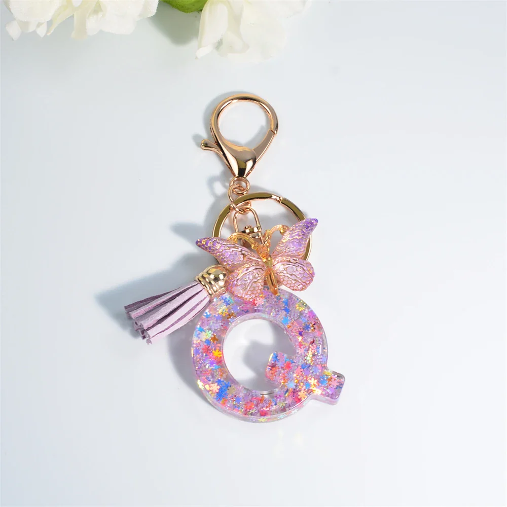 Sequin Letter Keychain With Butterfly Tassel Charm - Image 13
