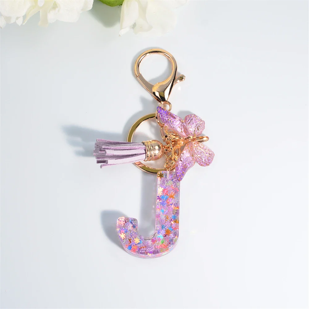 Sequin Letter Keychain With Butterfly Tassel Charm - Image 22