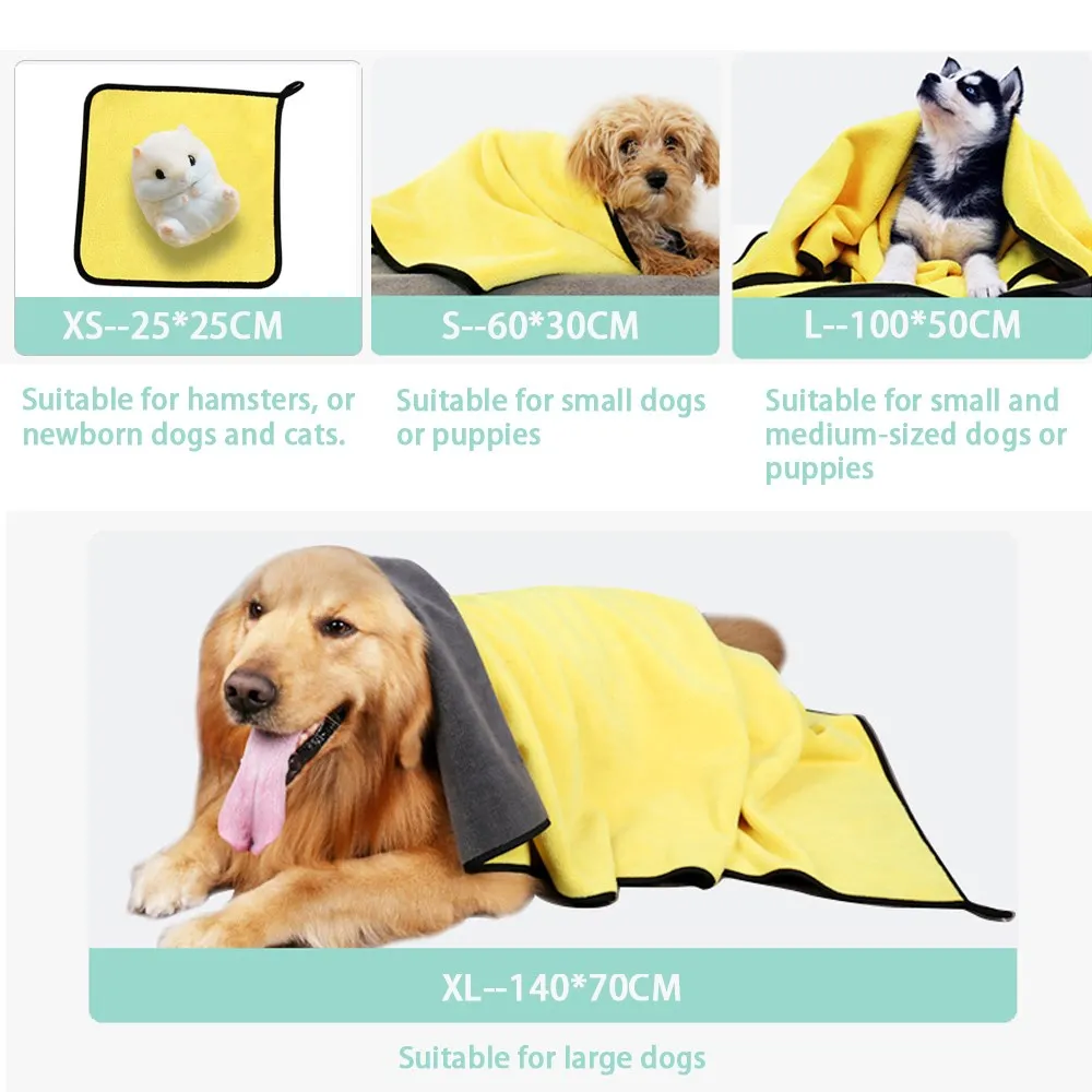 Absorbent Quick Drying Pet Towels for Dogs & Cats - Soft Fiber Bathrobe & Cleaning Mat - Image 5