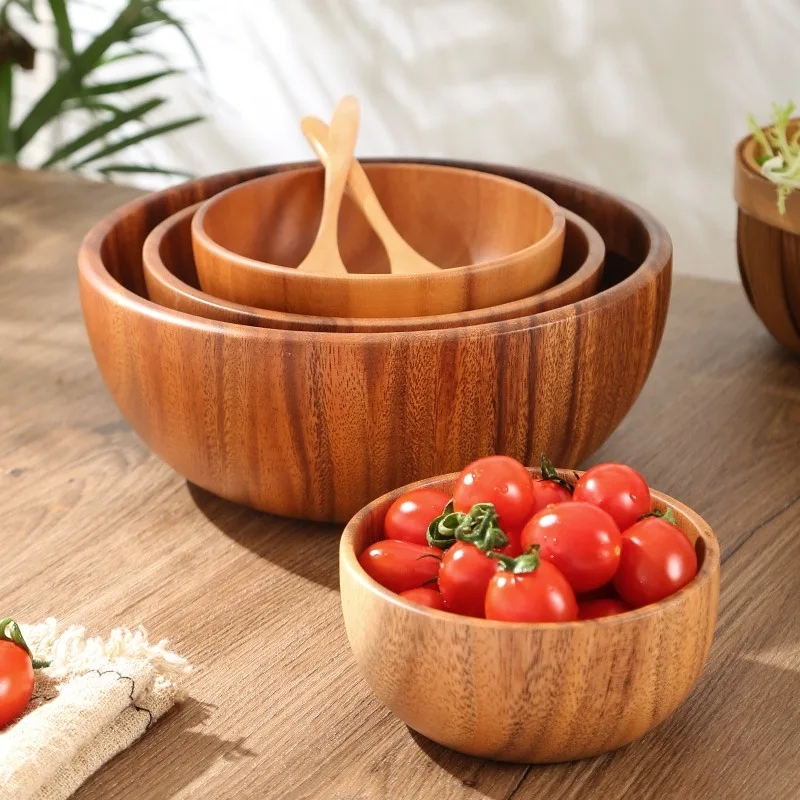 Acacia Wooden Bowl Japanese Style Salad Bowl Ramadan - Image 11