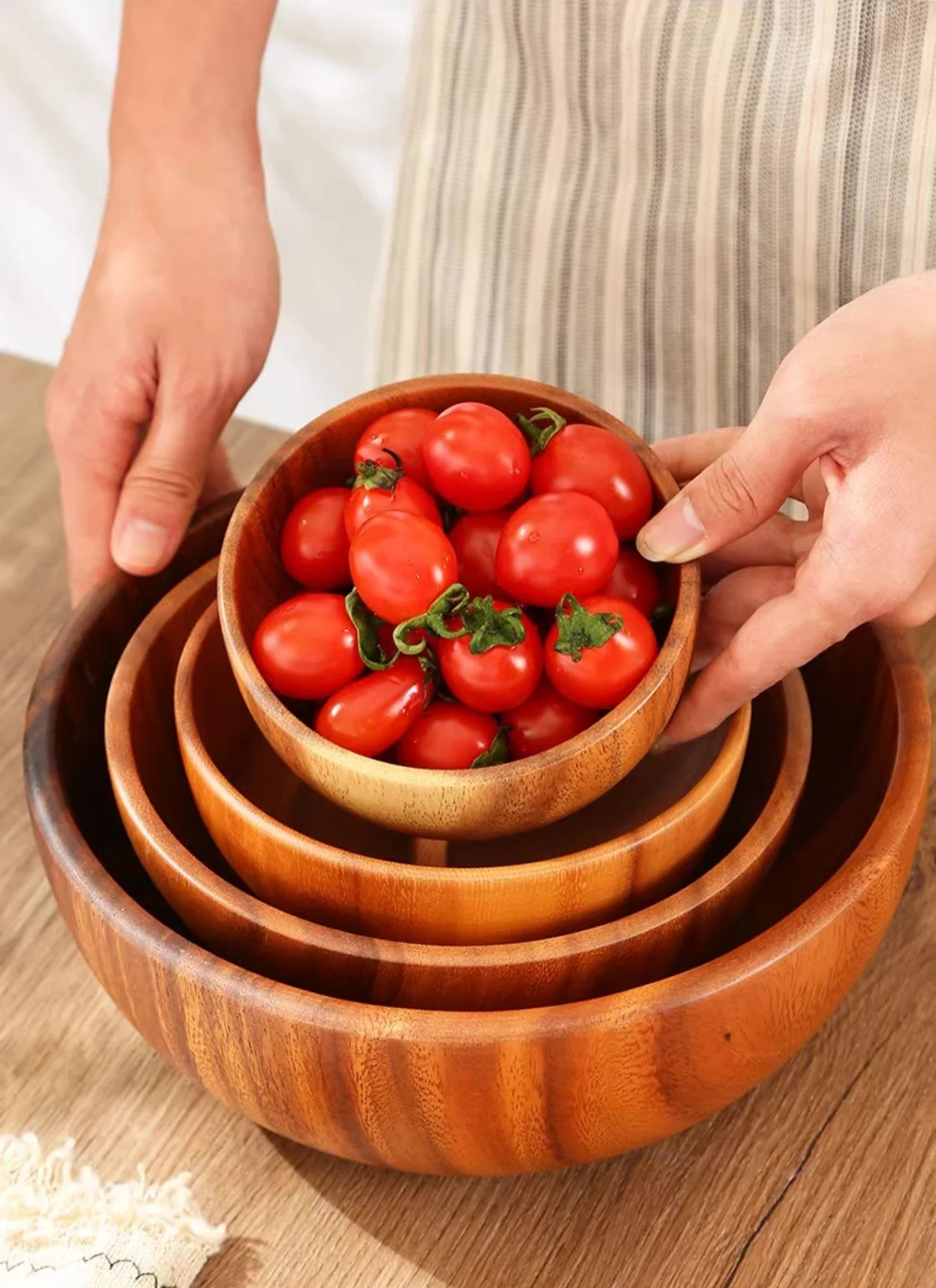 Acacia Wooden Bowl Japanese Style Salad Bowl Ramadan - Image 12
