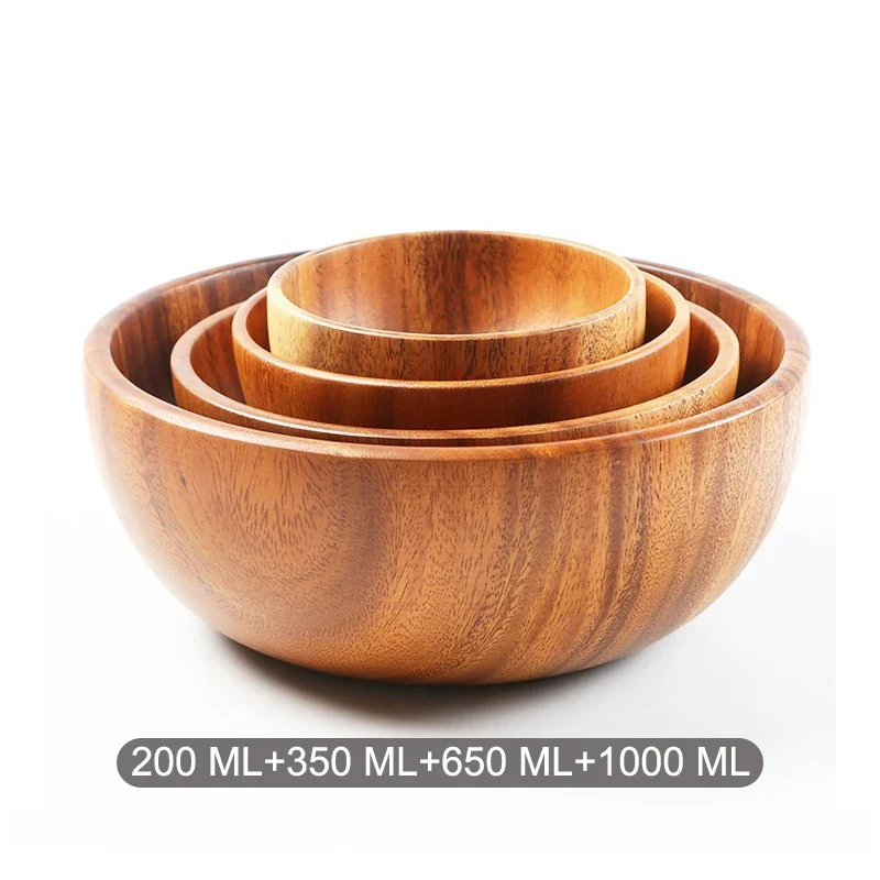Acacia Wooden Bowl Japanese Style Salad Bowl Ramadan - Image 15