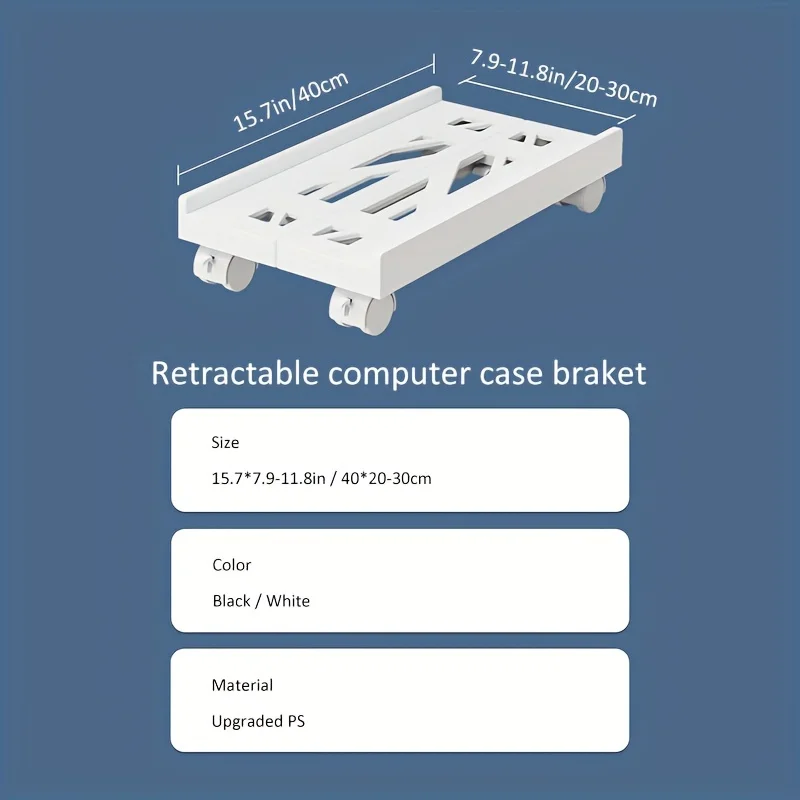 PC Tower Stand Adjustable Ventilated Base With Casters - Image 6