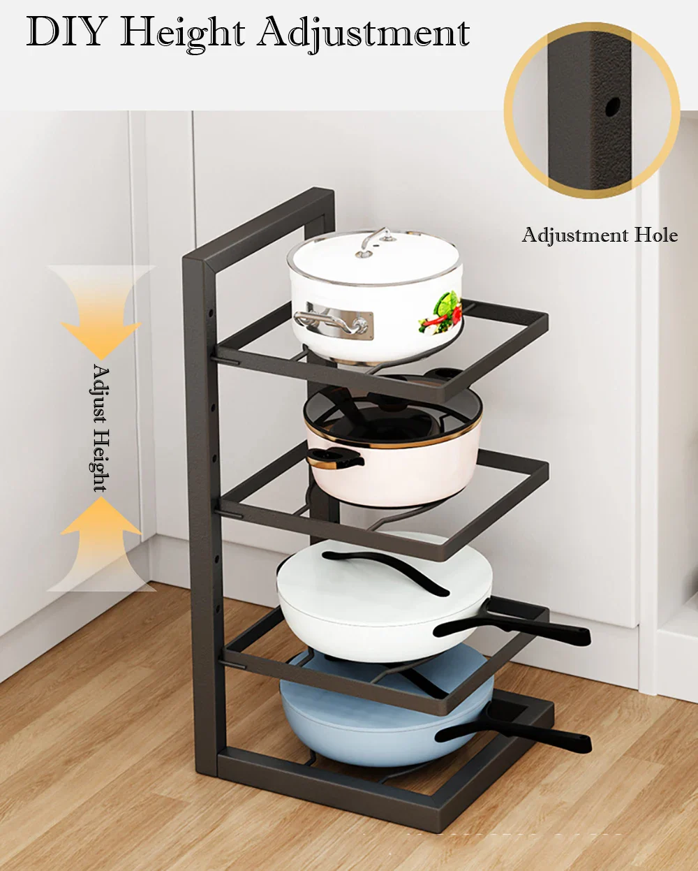 Adjustable Pot Rack Stainless Steel Multi Layer Organizer - Image 4