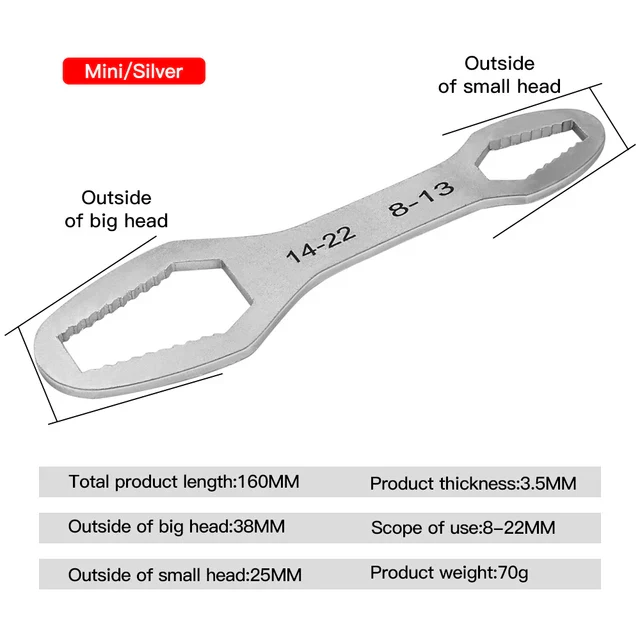 Adjustable Torx Wrench Tool Set - 8-22mm Double-Head Spanner for Home Tools and Repairs - Image 8