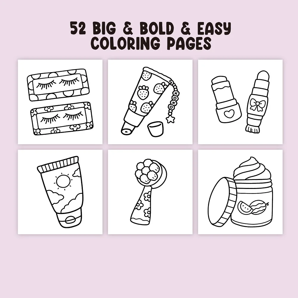 Adult Coloring Book Cosmetics Themed Bold Easy Patterns Fall 2025 Gift Idea - Image 4