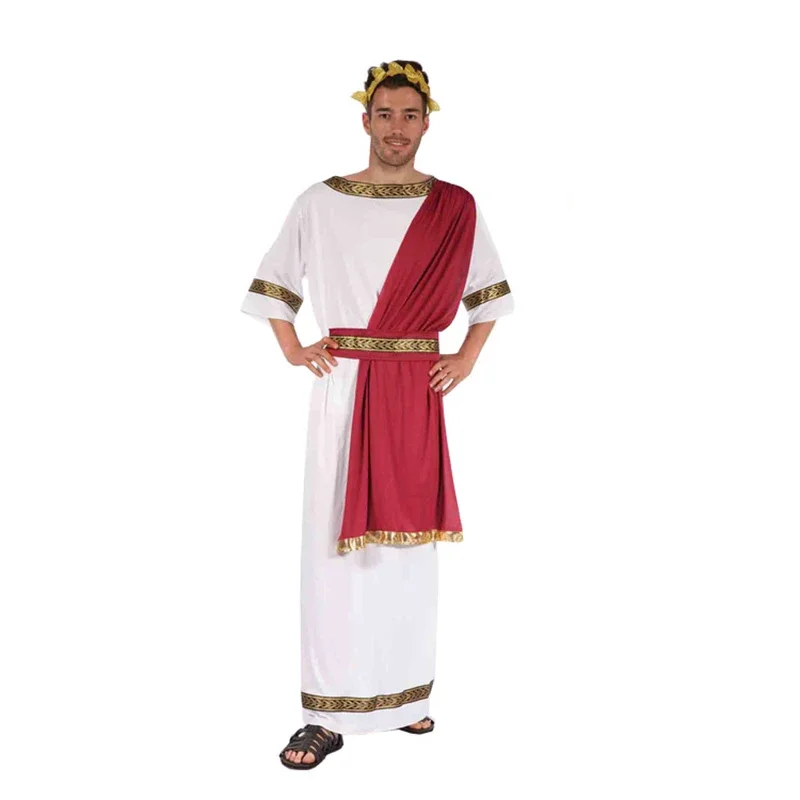 Adult Greek God and Goddess Costume Set with Headdress, Robe, and Belt for Cosplay and Halloween Events - Image 2