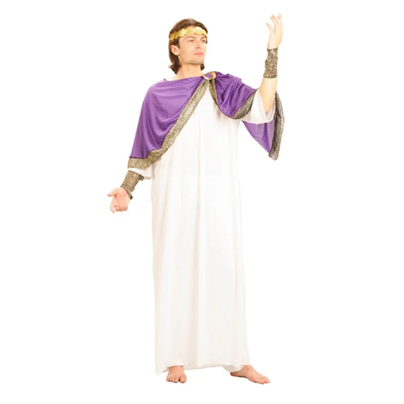 Adult Greek God and Goddess Costume Set with Headdress, Robe, and Belt for Cosplay and Halloween Events - Image 8