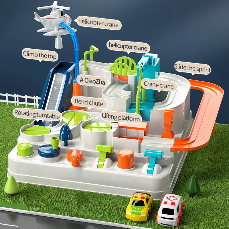 Adventure Car Track Playset for Kids - Urban Rescue Parking Lot & Puzzle Game, Preschool Gift - Image 2