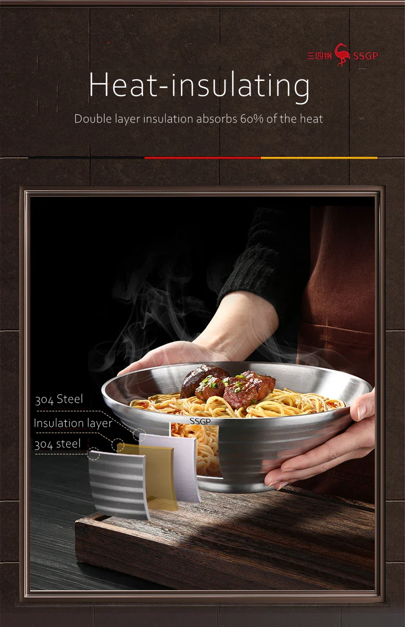 Stainless Steel Ramen Bowl 1.4L Insulating Christmas Gift - Image 12