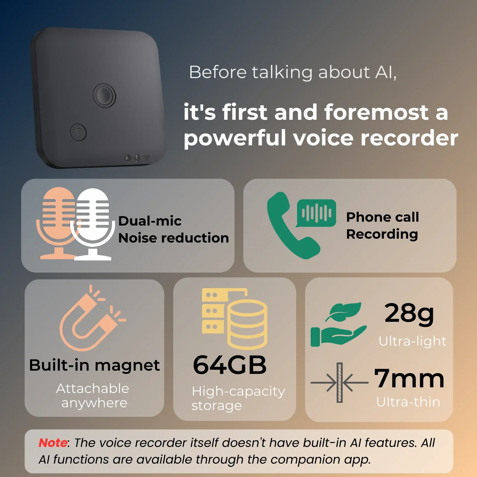 AI Voice Recorder 64GB With Transcription And Translation - Image 3
