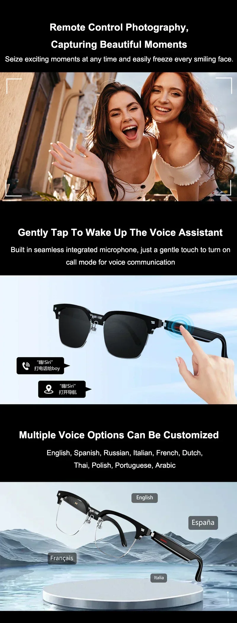Smart Translation Glasses Bluetooth Call Voice Assistant - Image 14