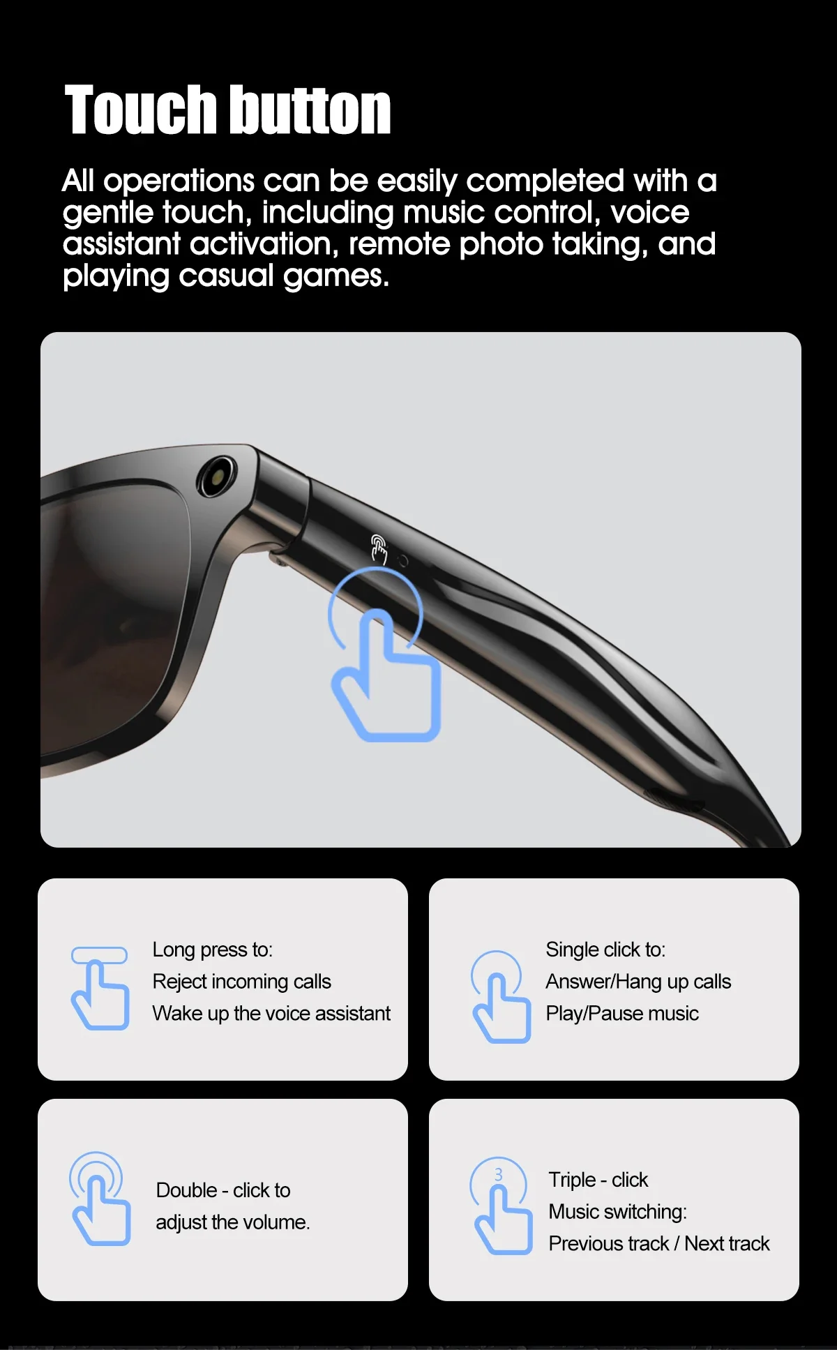 Smart AI Camera Glasses Bluetooth Call Voice Assistant - Image 23