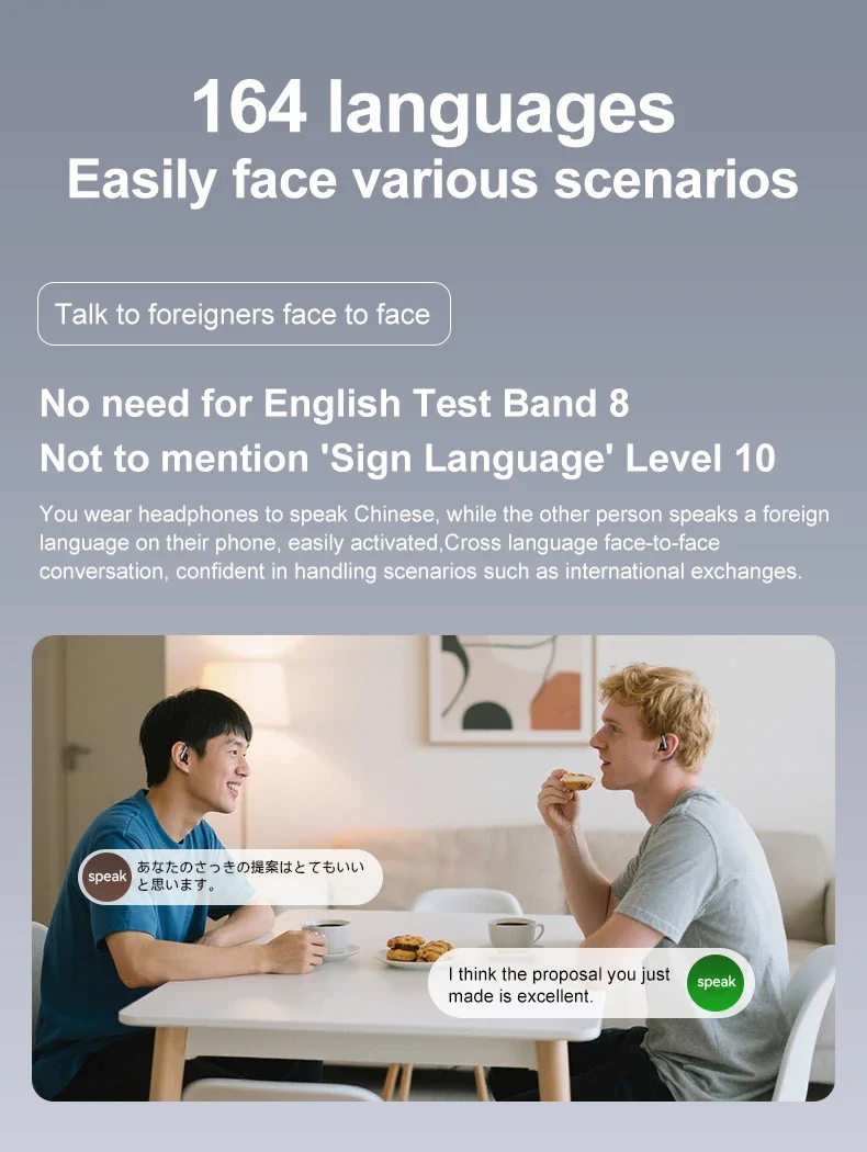 AI Translation Earbuds With Noise Canceling Ear Hook Sports - Image 8