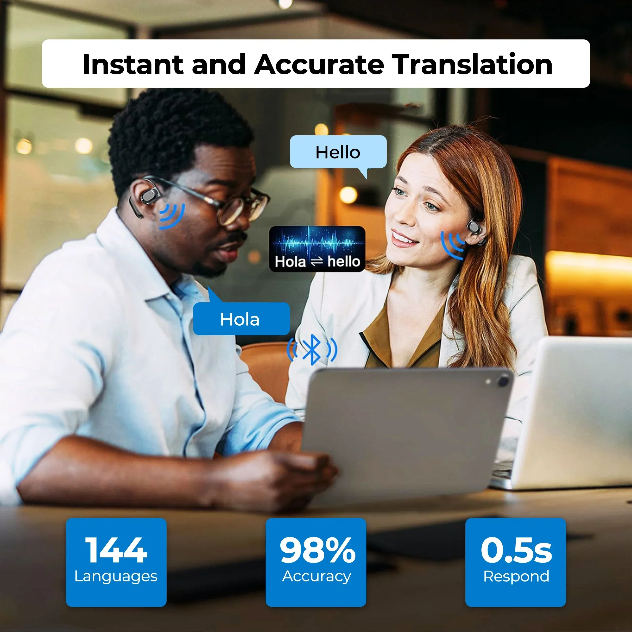 AI Translation Earbuds Real Time 144 Languages, Clear Calls - Image 2