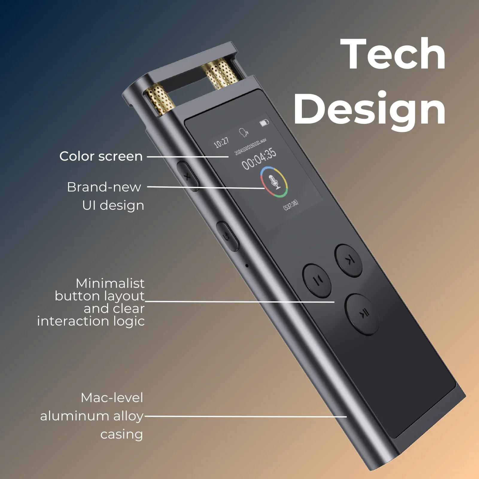 AI Voice Recorder 64GB Aluminum Dictaphone Transcribe - Image 6