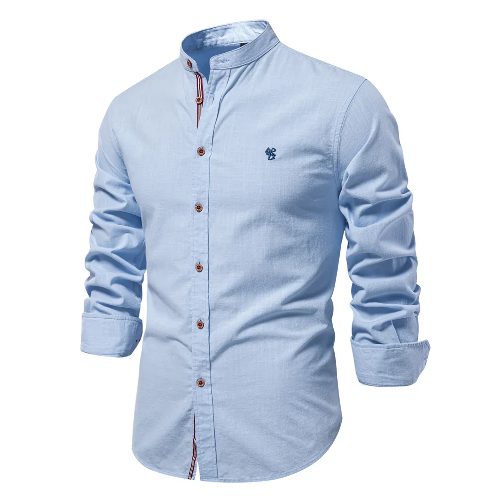 Cotton Long Sleeve Shirt for Men - Solid Color Casual Wear, High Quality - Image 3
